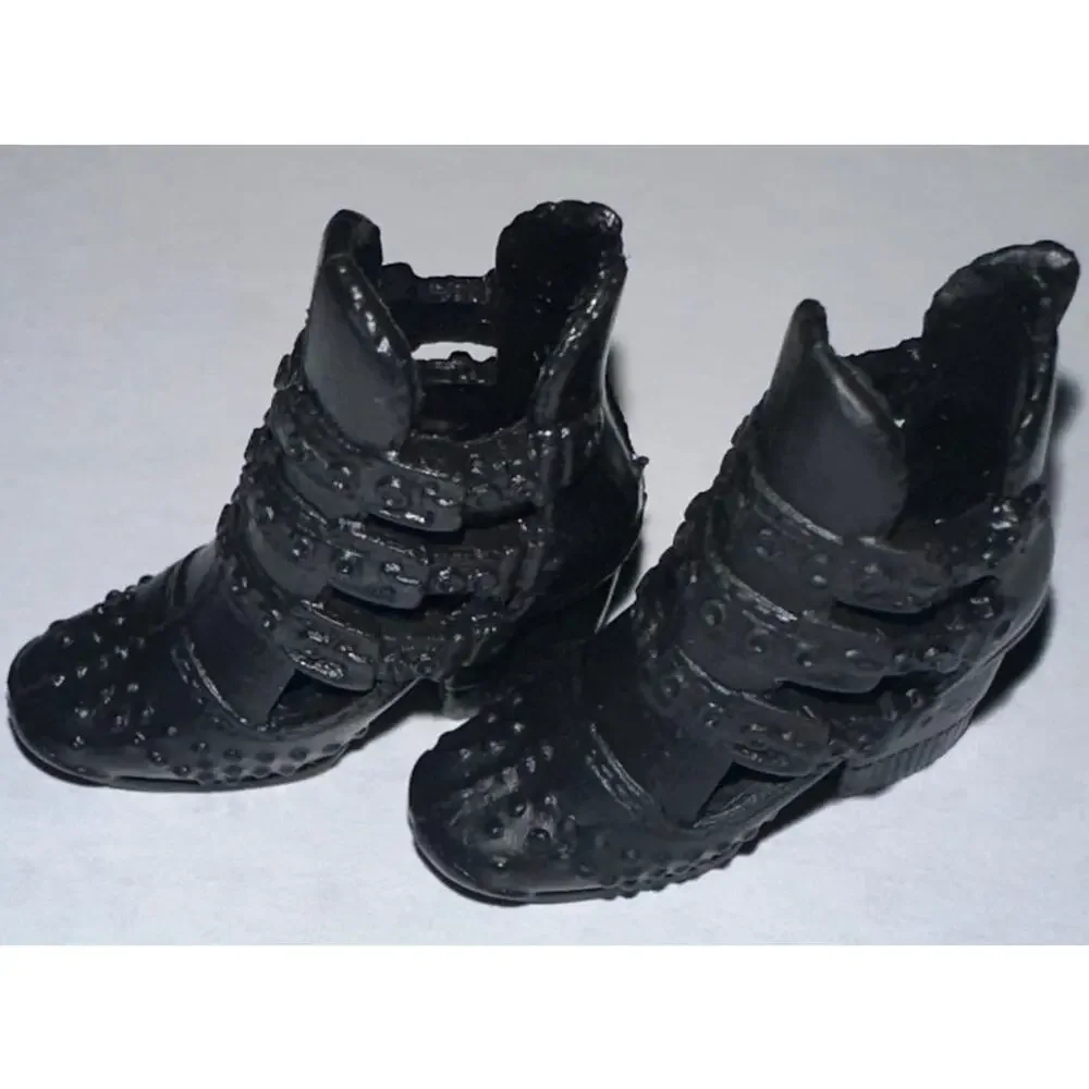 Modern Barbie Black Open Toe Cut Out Ankle Boots Heels Shoes Mattel - Picture 2 of 5
